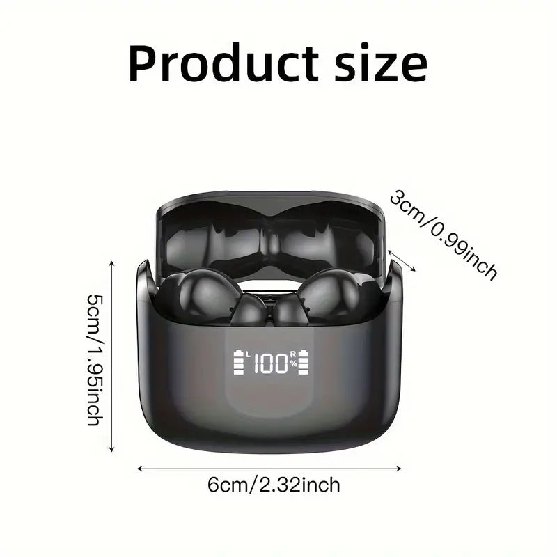 Wireless Earbud, Wireless Headphones 5.3 Stereo Bass Earphones, Ear Buds 40H Dual Mic Call, Earbud in-Ear USB-C LED Display Sport Headset