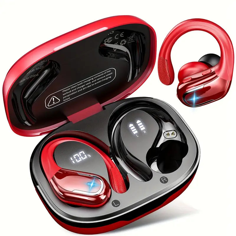 LIFEBEE Wireless Earbuds - New Over Ear Headphones with Earhooks, Pure Bass Sound, Dual-LED Display, Noise Cancelling Headset, Built-in Microphone for Running Sports
