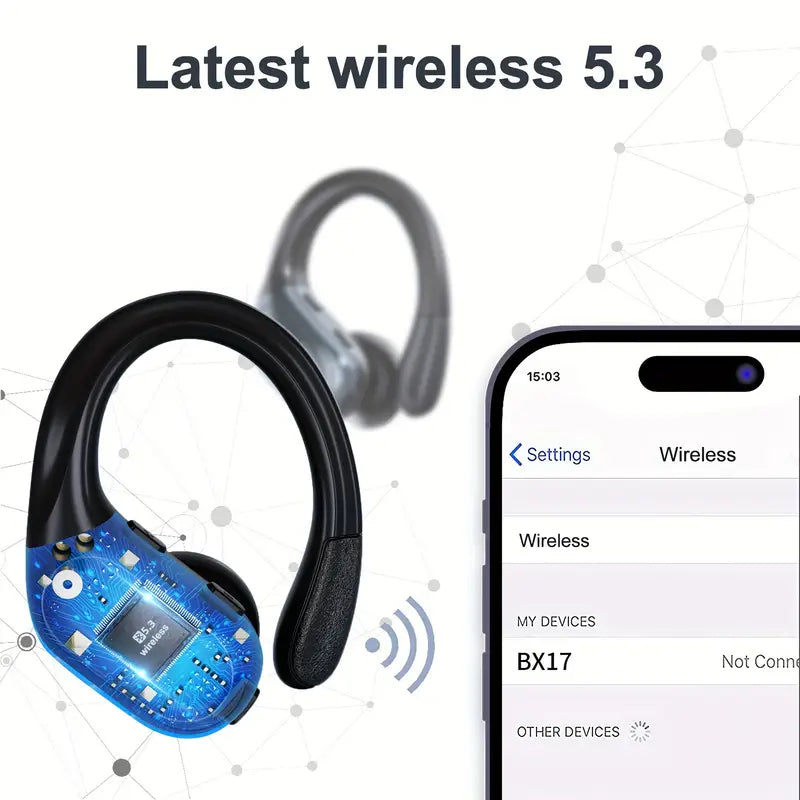 New Wireless Earbuds for Gym Running, Wireless Earphones with Deep Bass, Headphones with Earhooks, HiFi Stereo Sports Earbuds with Built-in Mic ENC Noise Cancelling Headset