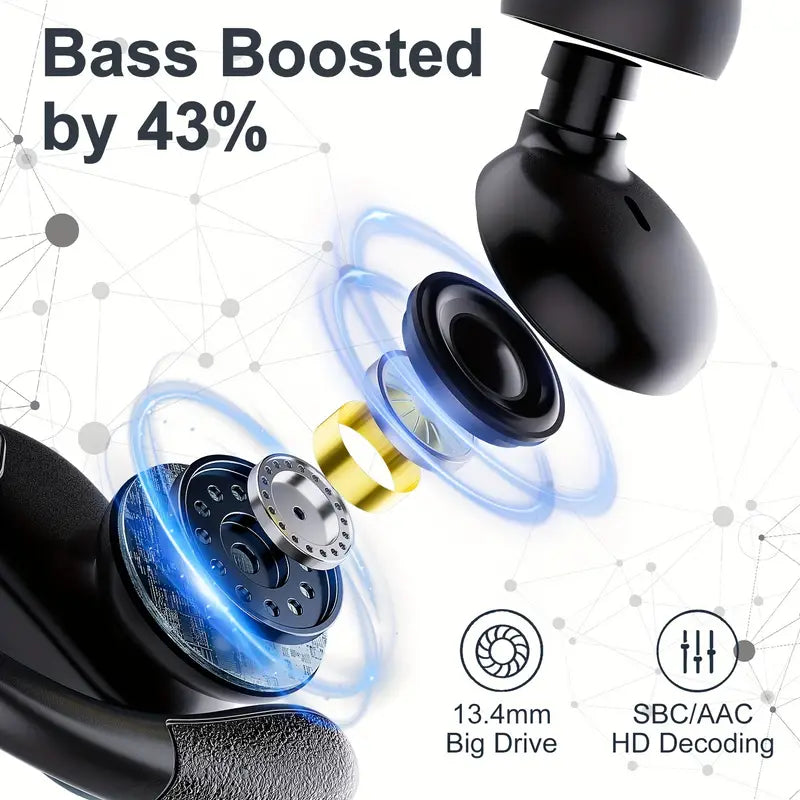 
                      
                        New Wireless Earbuds for Gym Running, Wireless Earphones with Deep Bass, Headphones with Earhooks, HiFi Stereo Sports Earbuds with Built-in Mic ENC Noise Cancelling Headset
                      
                    