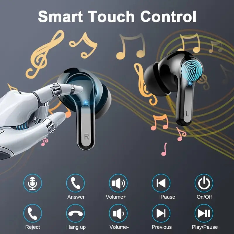 
                      
                        Wireless Earbud, Wireless Headphones 5.3 Stereo Bass Earphones, Ear Buds 40H Dual Mic Call, Earbud in-Ear USB-C LED Display Sport Headset
                      
                    