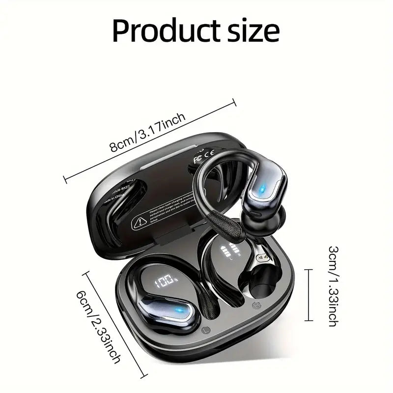 LIFEBEE Wireless Earbuds with Pure Bass Sound - New Earphones for Running Sports - Over Ear Headphones ENC Noise Cancelling with Dual-LED Display and Built-in Microphone